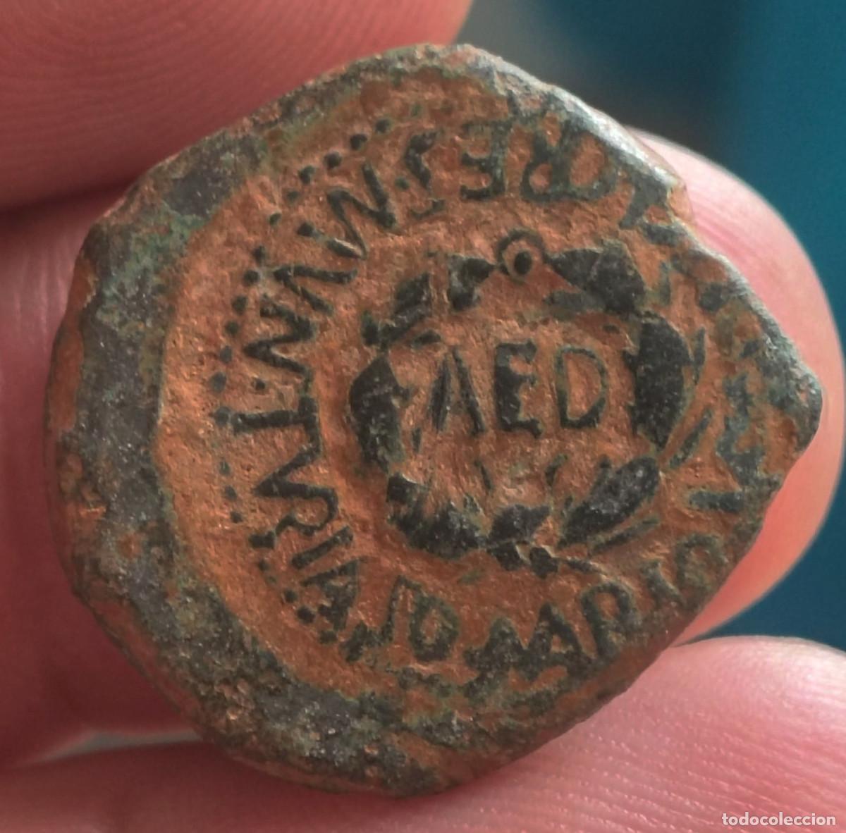 Iberian Coins: XS- Turiaso (Tarazona) Tiberio (14-36 dC) SEMIS Mario Vege. / Lici. Cres. RARO