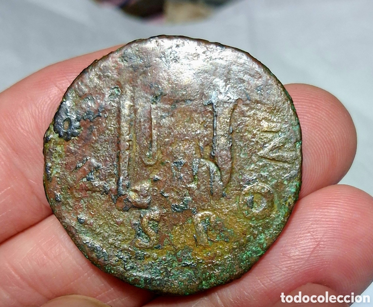 Iberian Coins: GADES (C&aacute;diz). Sestercio. (34/35mm).Anv: Cabeza de H&eacute;rcules a i