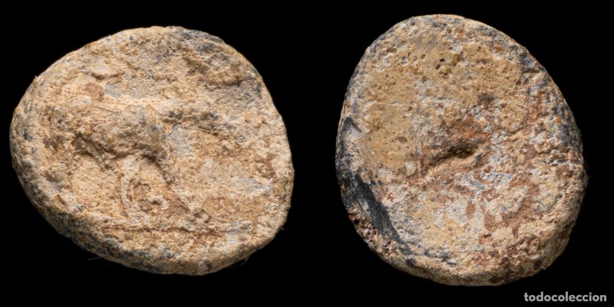 Monedas ib&eacute;ricas: Ancient Hispania - Lead Monetiforme, mining Series - 13 mm / 1,94 gr.