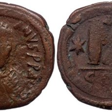 Monedas Imperio Bizantino: JUSTINO I, (BRONCE. 16,65 G. 33 MM) (518-527), AE FOLLIS, CECA DE CONSTANTINOPLA, MBC. Lote 321193188