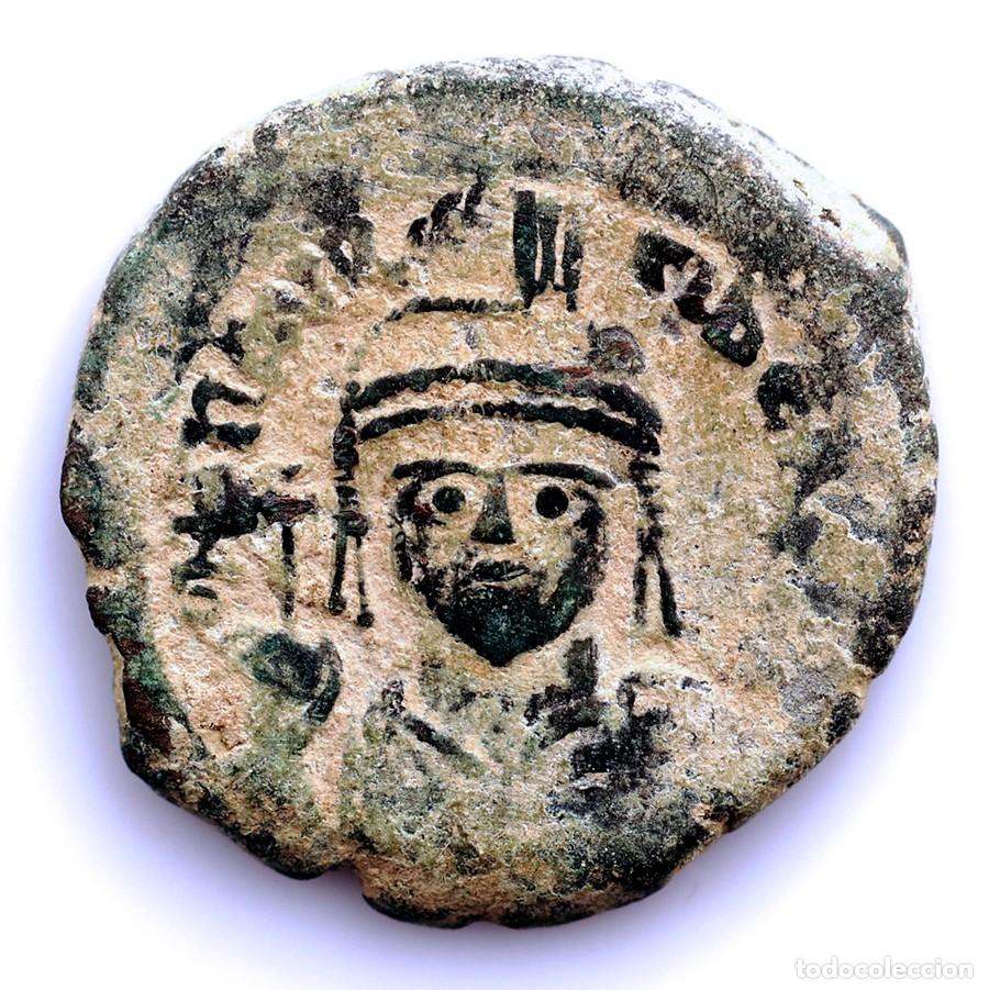 Monedas Imperio Bizantino: SC-Bizantino-Mauricio Tiberio. Follis. Constantinopla. Cobre 12,66 g.