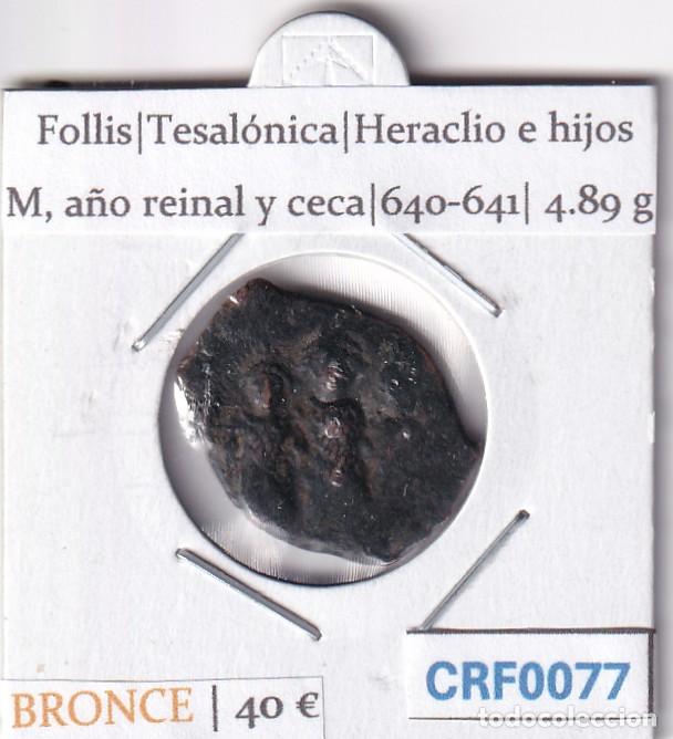 Monedas Imperio Bizantino: CRF0077 MONEDA IMPERIO BIZANTINO FOLLIS TESALONICA HERACLIO E HIJOS 640-641