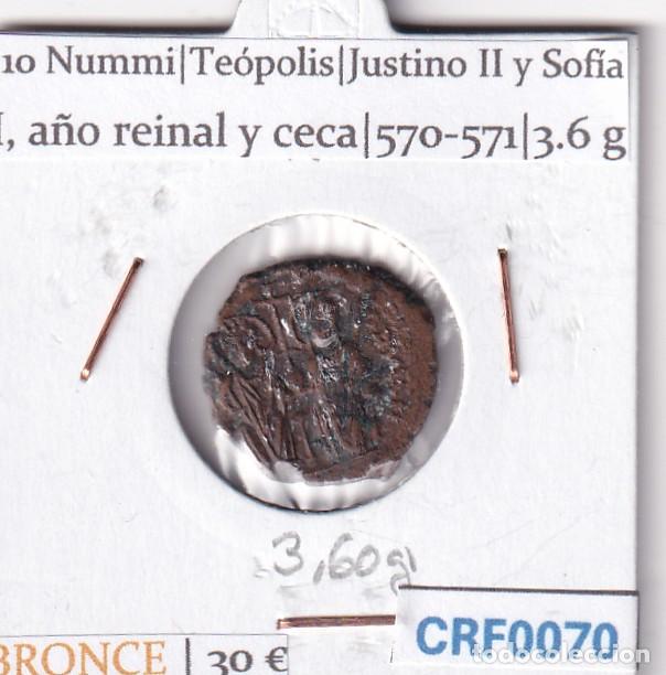 Monedas Imperio Bizantino: CRF0070 MONEDA IMPERIO BIZANTINO 10 NUMMI TEOPOLIS JUSTINO II Y SOFIA 570-571