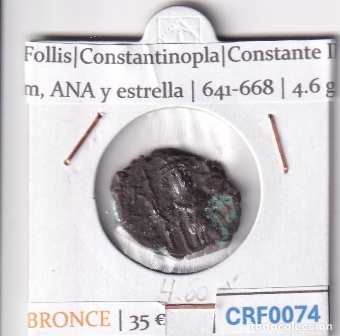 Monedas Imperio Bizantino: CRF0074 MONEDA IMPERIO BIZANTINO FOLLIS CONSTANTINOPLA CONSTANTE II 641-668
