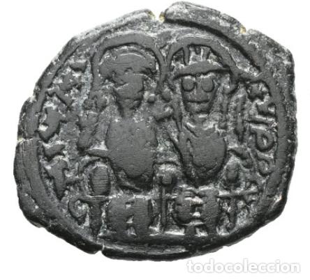 Monedas Imperio Bizantino: Imperio Bizantino &middot; Justino II y Sof&iacute;a &middot; Medio Follis &middot; Nicomedia &middot; 565-578 d.C.