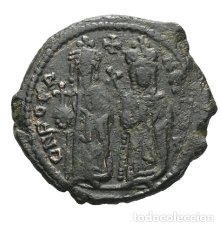 Monedas Imperio Bizantino: Imperio Bizantino &middot; Focas y Leoncia &middot; Follis &middot; Te&oacute;polis &middot; 607-608 d.C.
