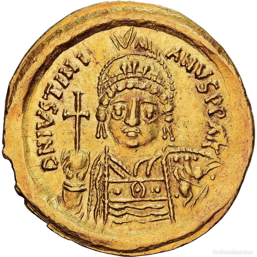 Monedas Imperio bizantino: [#982175] Byzantine Empire, Justinian I, Solidus, 555-556, Sicily, Oro, EBC, Sear:328D