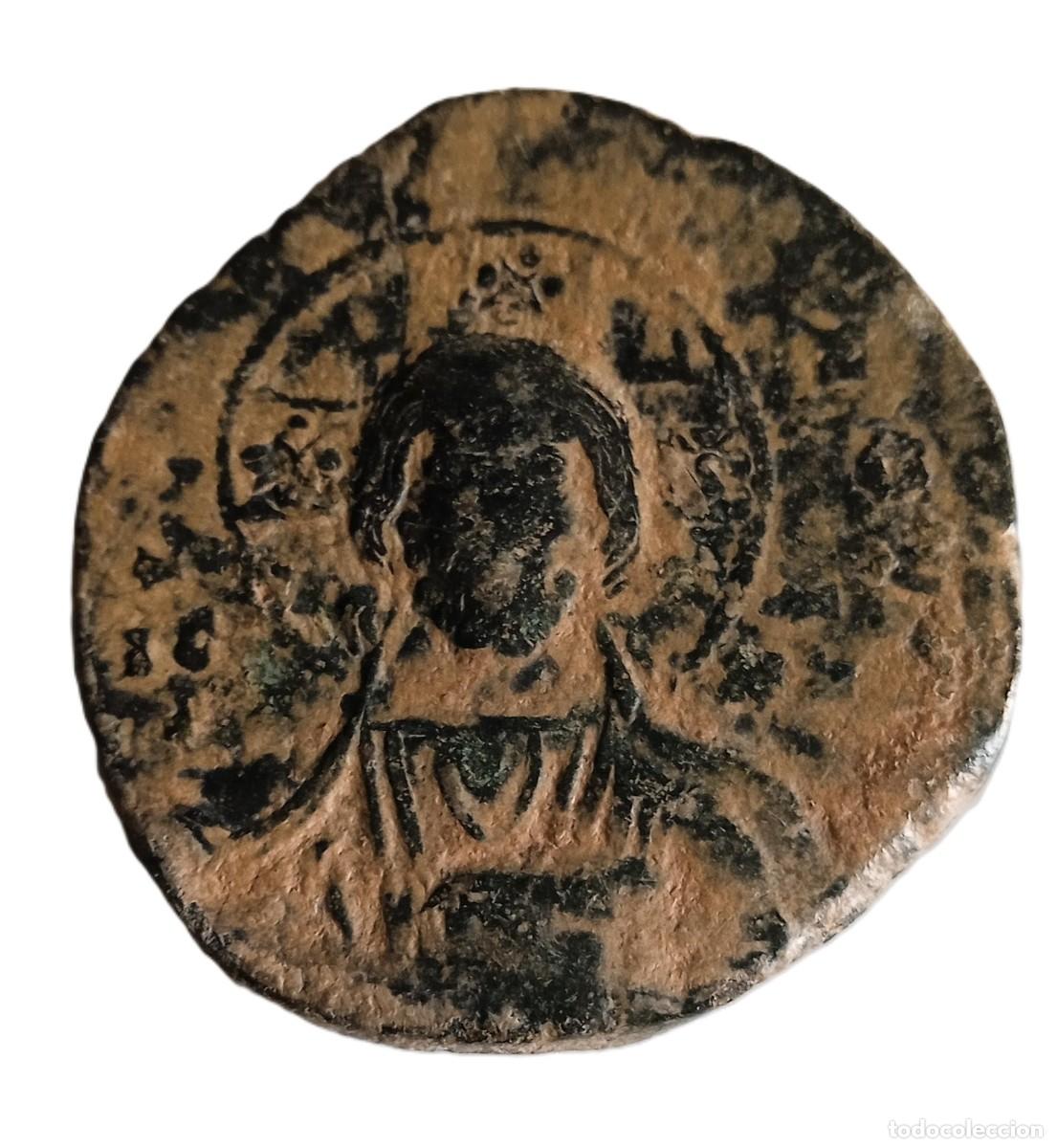 Monedas Imperio bizantino: Follis Bizantino Basil II y Constantine VIII IhSUS