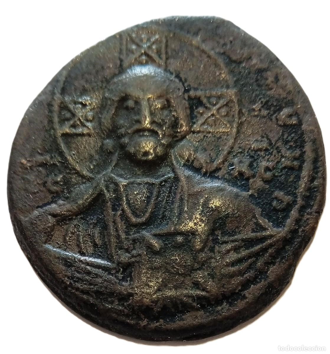 Monedas Imperio bizantino: Follis Bizantino Basilio II y Constantino VIII IhS
