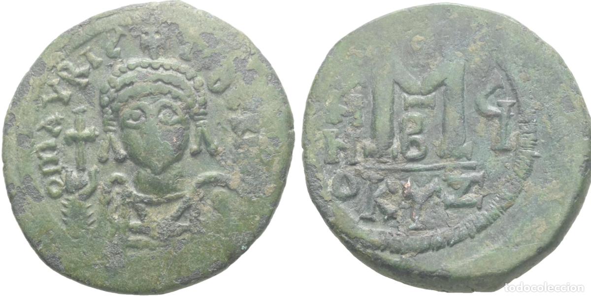 Monedas Imperio bizantino: Maurice Tiberius, AD. 582-602. AE Follis. 11.58 g. 29.03 mm. Cyzicus.