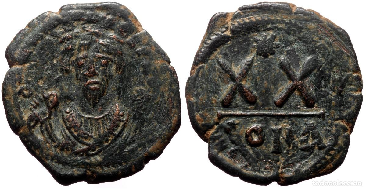 Monedas Imperio bizantino: SC-Bizantino-.Phocas. 1/2 Follis. Constantinopla 602-610. MBC+/VF+ Cobre 6,3 g.