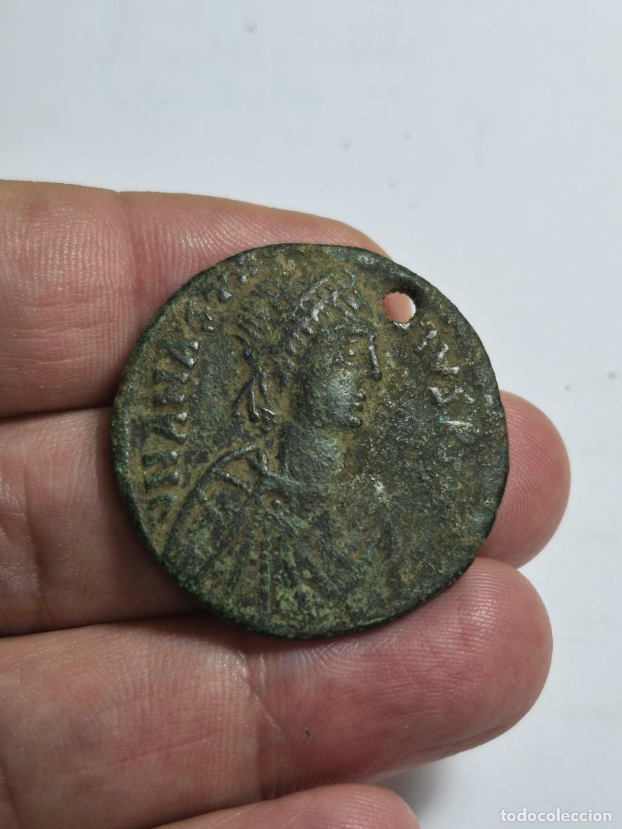 Monedas Imperio bizantino: NT/ FOLLIS BIZANTINO ANASTASIO BUEN MODULO 17,50 grs (A1638)
