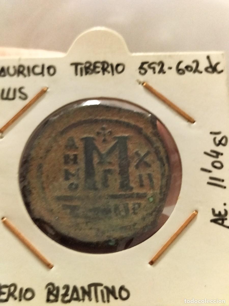 Monedas Imperio bizantino: 582-602 MAURICIO TIBERIO. 1 FOLLIS. TEOPOLIS( ANTIOQUIA)
