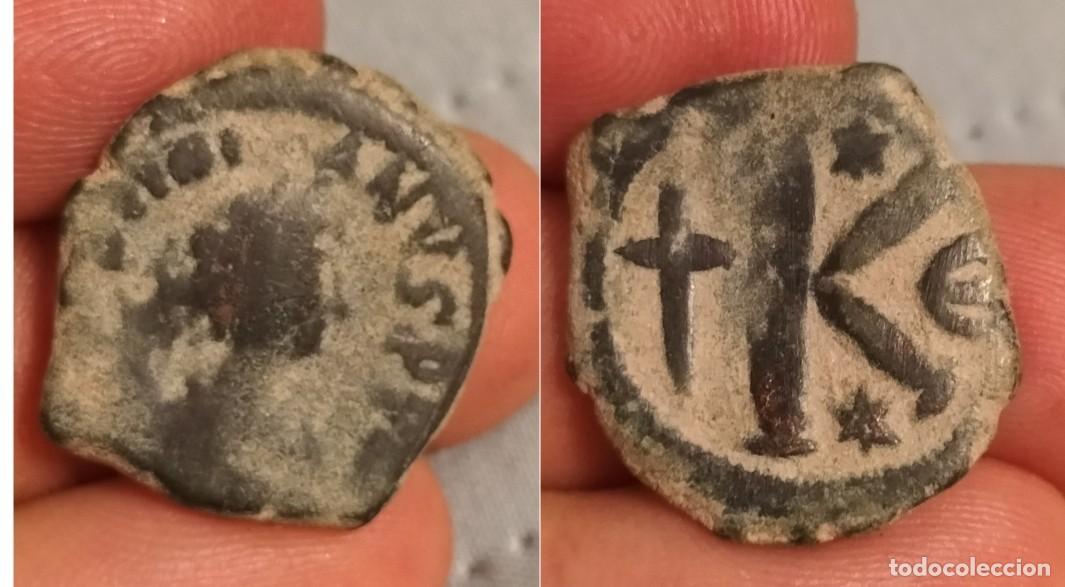 Monedas Imperio bizantino: Justiniano I 527-65 dC 1/2 follis