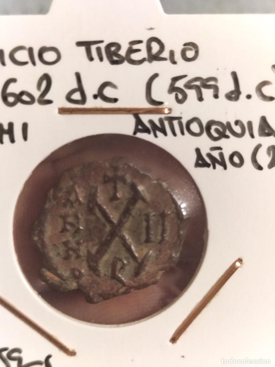 Monedas Imperio bizantino: 10 nummis bizantinos de Mauricio Tiberio 582 602.(599dC) 2,69 gr Antioquia a&ntilde;o 2