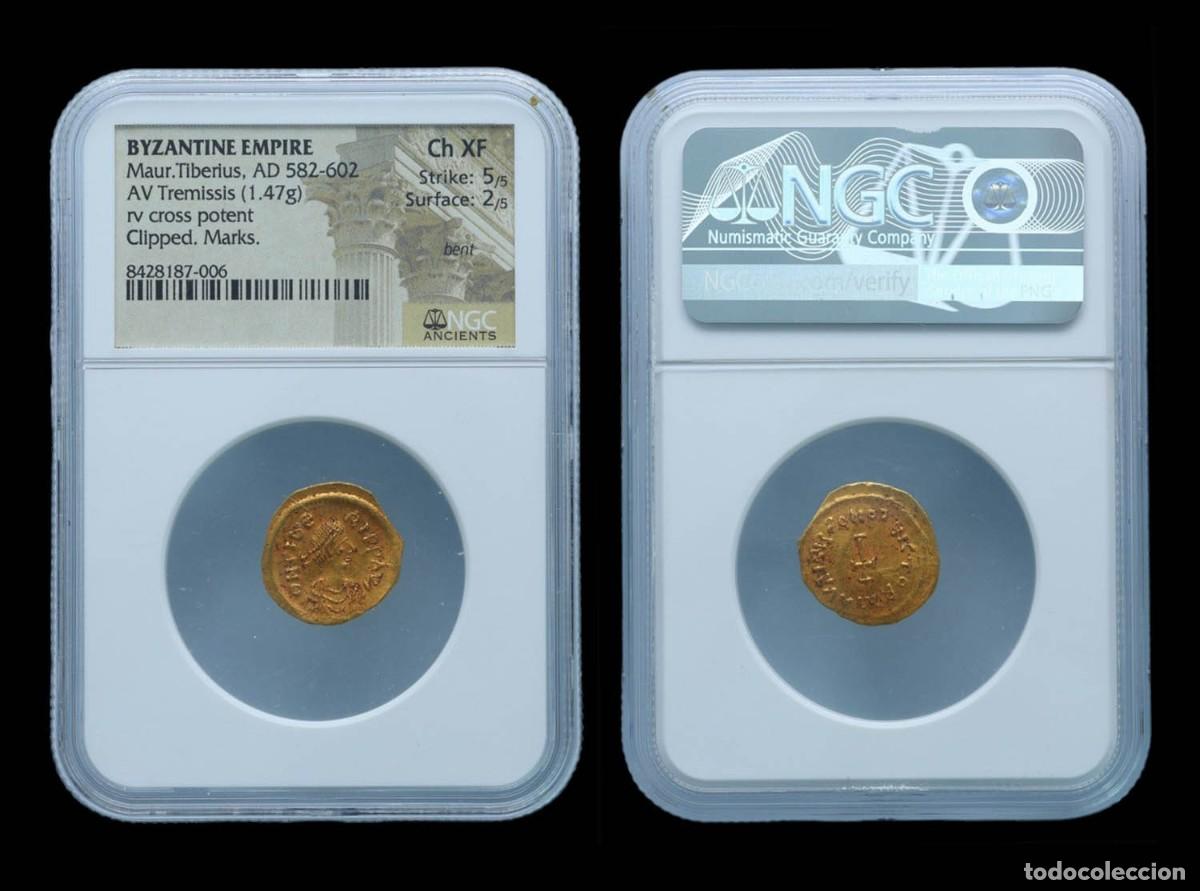 Monedas Imperio bizantino: Maurice Tiberius Gold Tremissis (Encapsulated) - 1,47 gr.