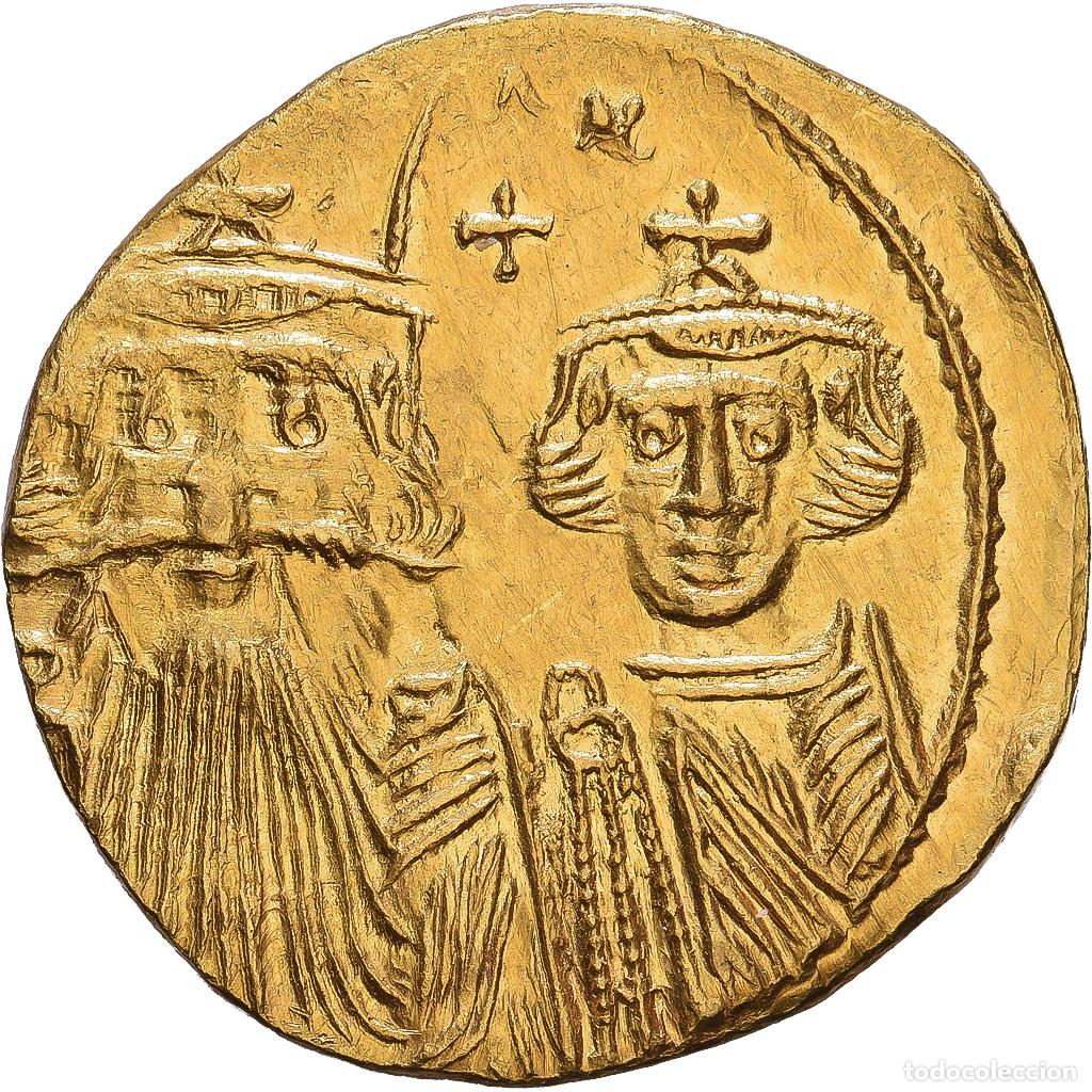 Moedas Imp&eacute;rio Romano: [#1547915] Byzantine Empire, Constans II, Constantine IV, Heraclius and Tiberius, Solidus
