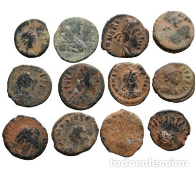 Monedas Imperio bizantino: LOTE 12 MONEDAS ANTIGUAS DE BRONCE &ndash; ROMANAS TARD&Iacute;AS / BIZANTINAS &ndash; CRUCES