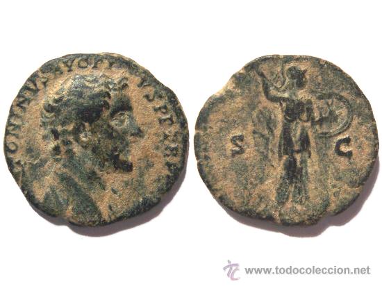 Monedas Imperio Romano: *** MUY ESCASO AS DE ANTONINO PIO 140-143 D.C. REV/ MINERVA S.C. MUY INTERESANTE ***