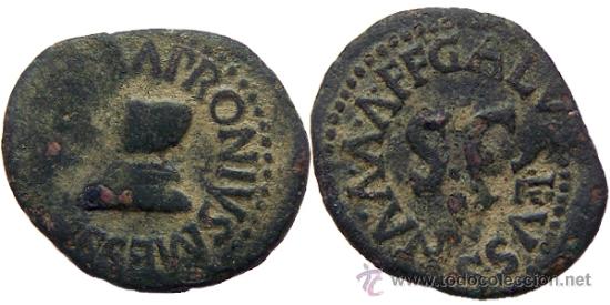 Monete Impero Romano: *** MUY BONITO Y ESCASO CUADRANTE DE AUGUSTO FAMILIAR. APRONIUS MESSALLA III VIR GALLUS SISENA ***