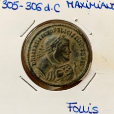 Monedas Imperio Romano: MONEDA ROMANA MAXIMIANO HERCULES 305-306 D.C. FOLLIS