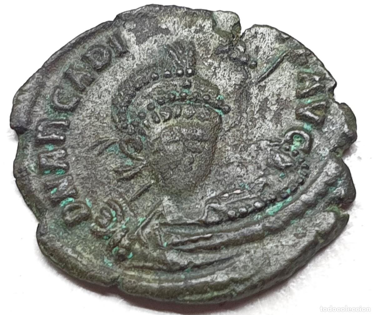 Monedas Imperio romano: Follis Arcadius em bronze (Escassa) - Foto 1