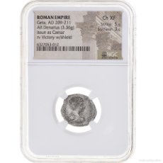 Monedas Imperio Romano: [#1065979] MONEDA, GETA, DENARIUS, 209-211, ROME, NGC, GRADED, CH XF 5/5 3/5, MBC, PLATA. Lote 380509844