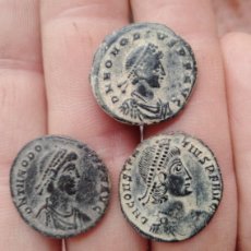 Monedas Imperio Romano: 3 EXCELENTES MAYORINAS DE TEODOSIO,HONORIO