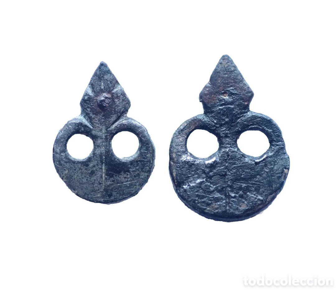Monedas Imperio romano: PAR DE APLIQUES ROMANOS EN FORMA DE PELTA - Foto 1
