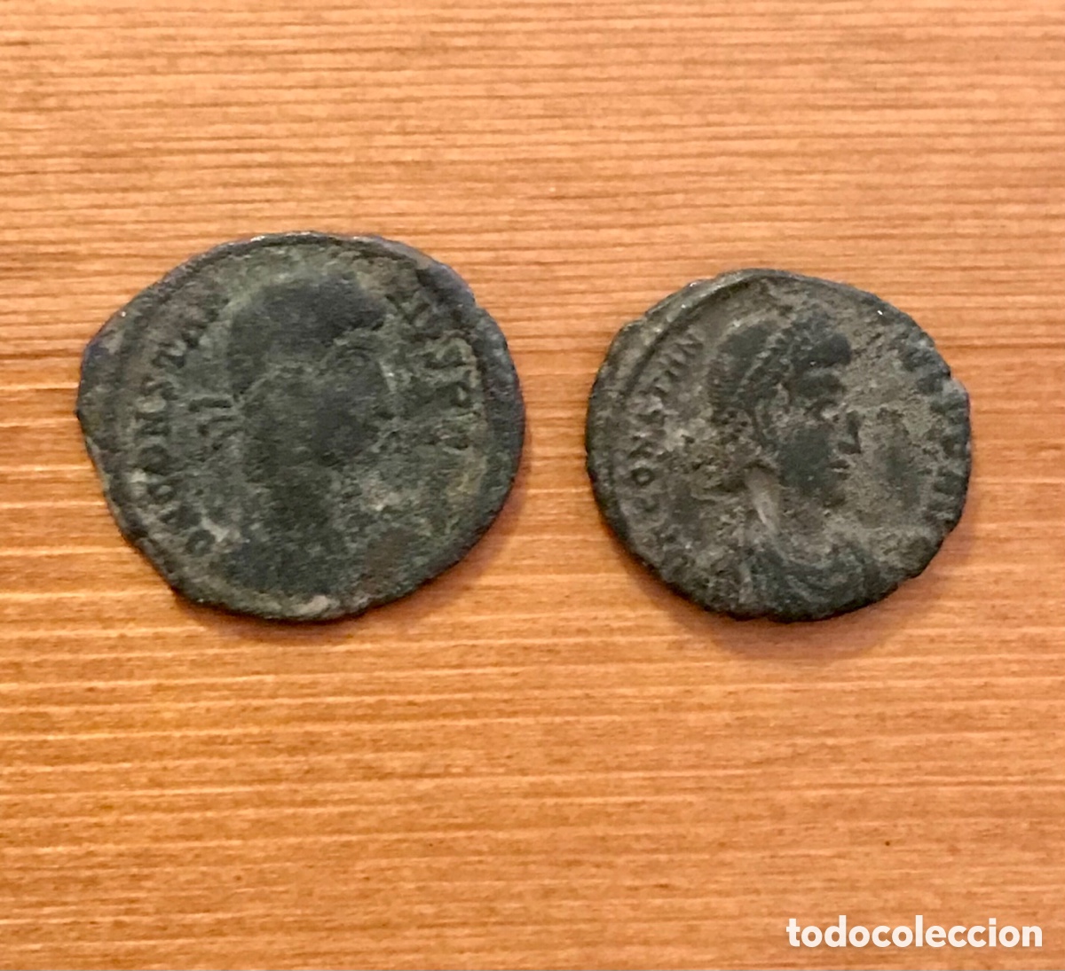 Monedas Imperio romano: Lote de 2 monedas romanas de Constantino. - Foto 1