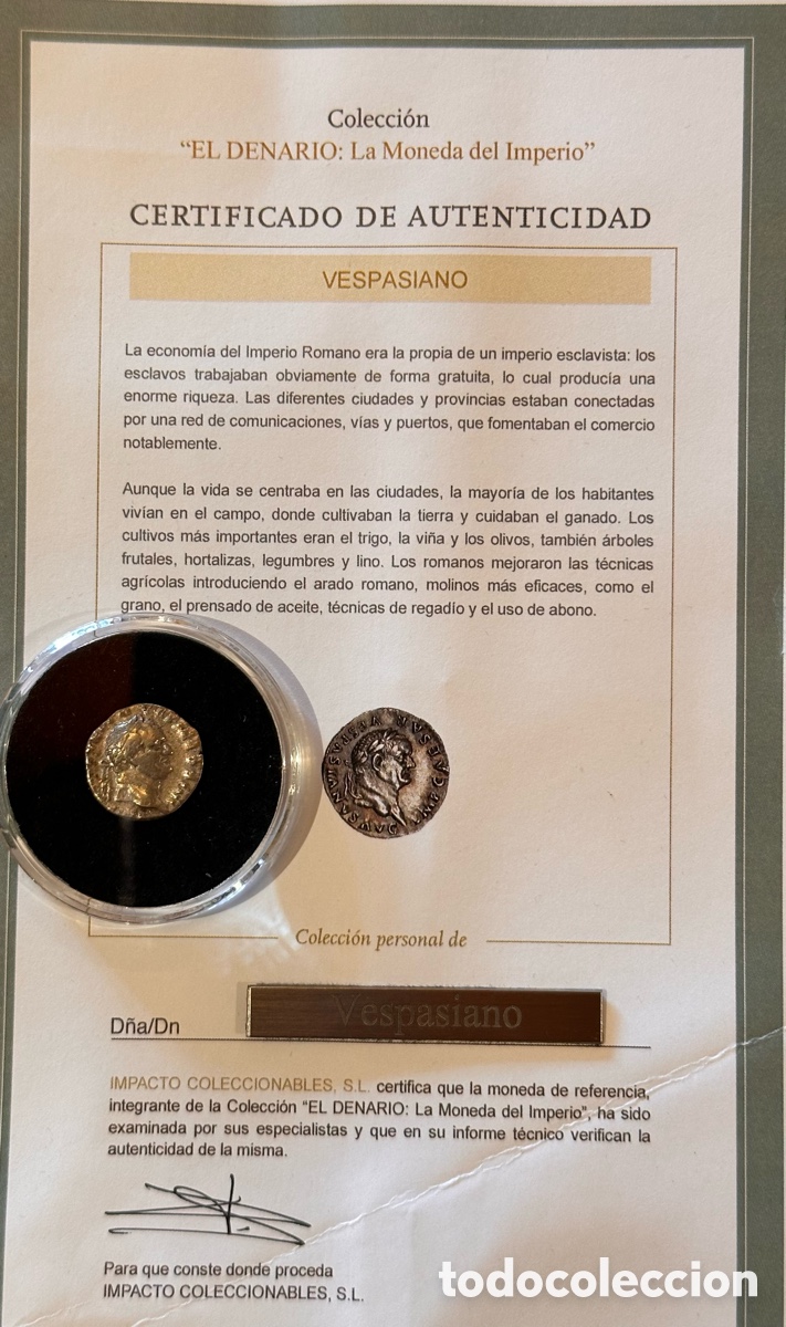Monedas Imperio romano: Denario de plata &ldquo;Vespasiano&rdquo; - Foto 1