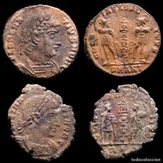 Monedas Imperio Romano: LOTE COMPUESTO POR DOS DELMACIO FOLLIS DE BRONCE, ANTIOQUIA Y ROMA