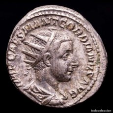 Monedas Imperio Romano: GORDIANO III, ANTONINIANO, PLATA. ROMA P M TR P II COS PP, FIDES.