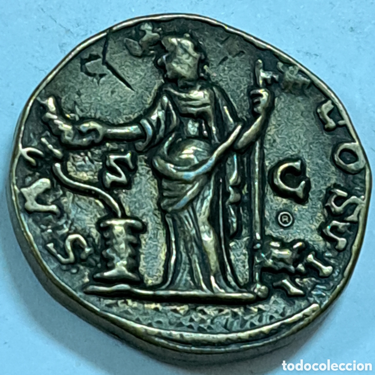 Monedas Imperio romano: R&eacute;plica de un Sestercio del emperador Antoninus Pius - Foto 2