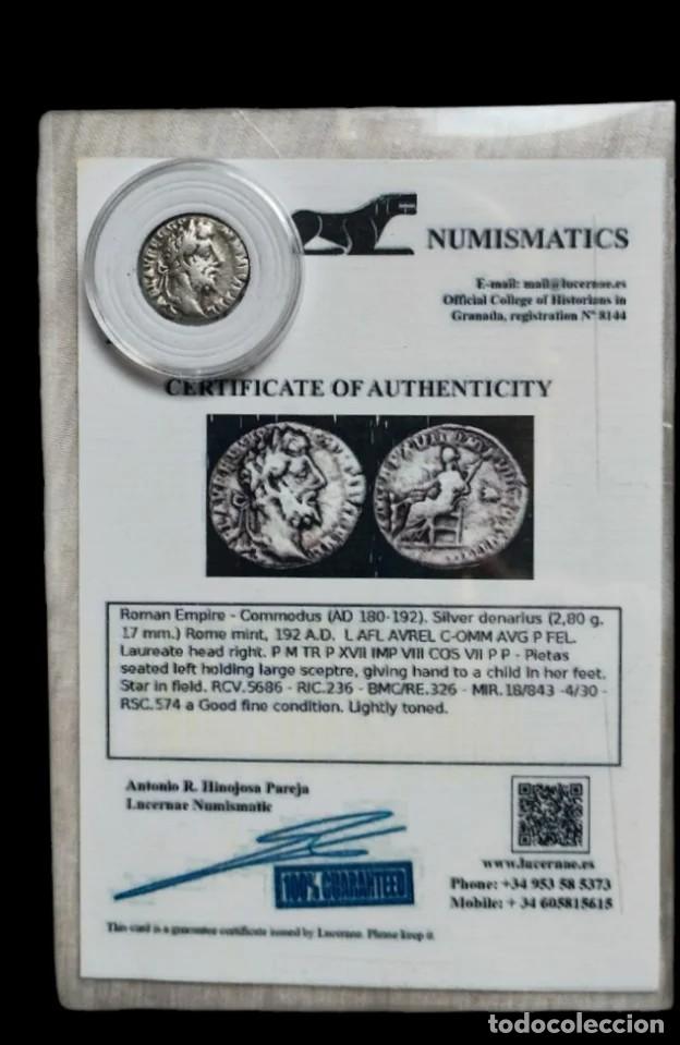 Monedas Imperio romano: Denario Romano Plata Certificado (comodo) - Foto 5