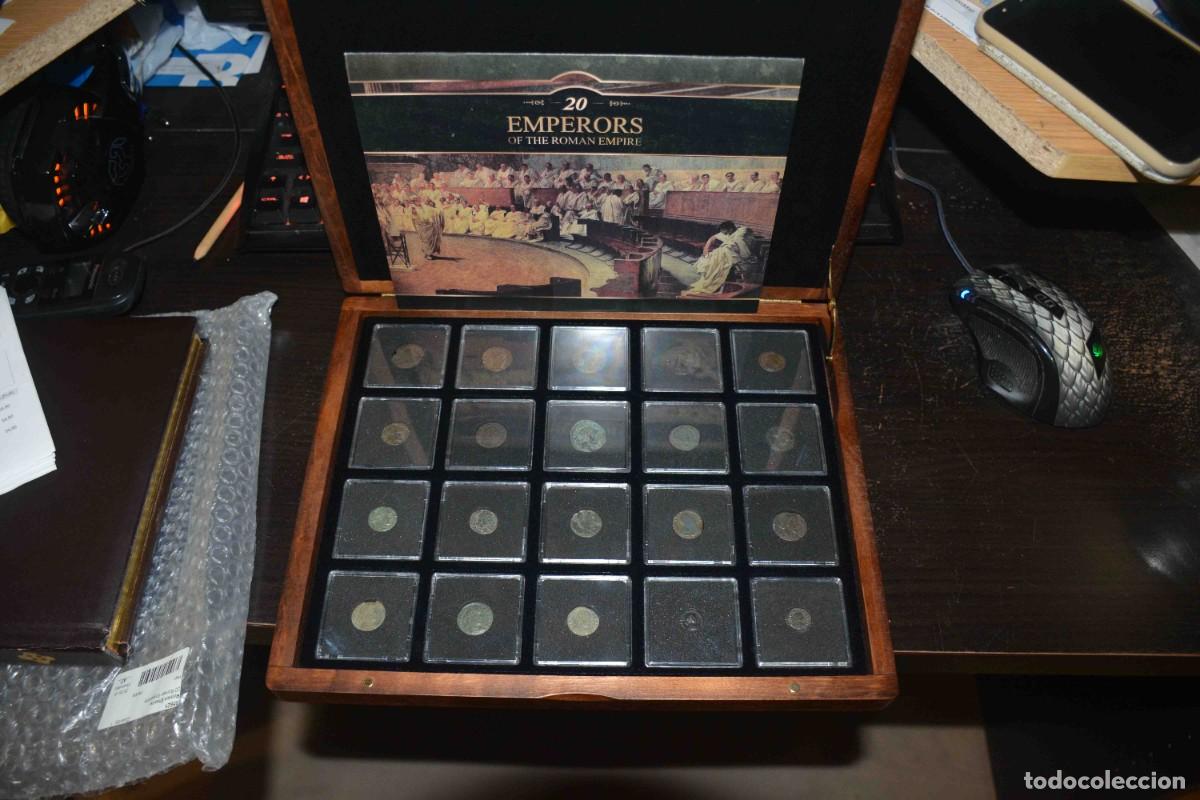 Monedas Imperio romano: Caja con monedas de los 20 EMPERADORES DEL IMPERO ROMANO - Foto 1