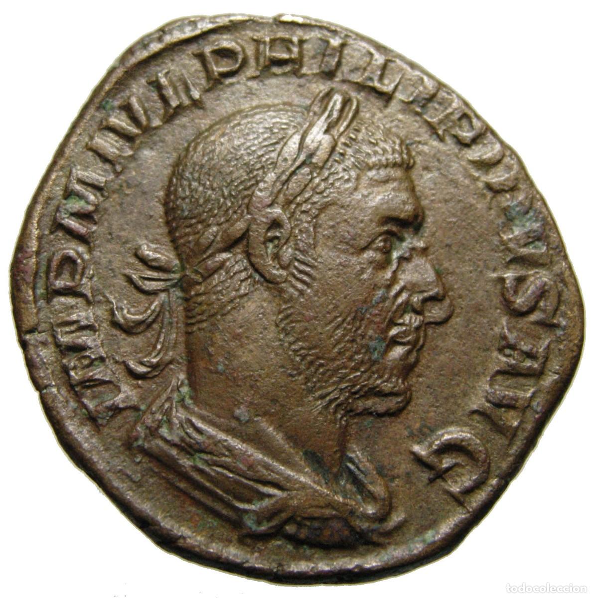 Monedas Imperio romano: Felipe I (244-249 dC) Sestercio, Annona - Foto 1