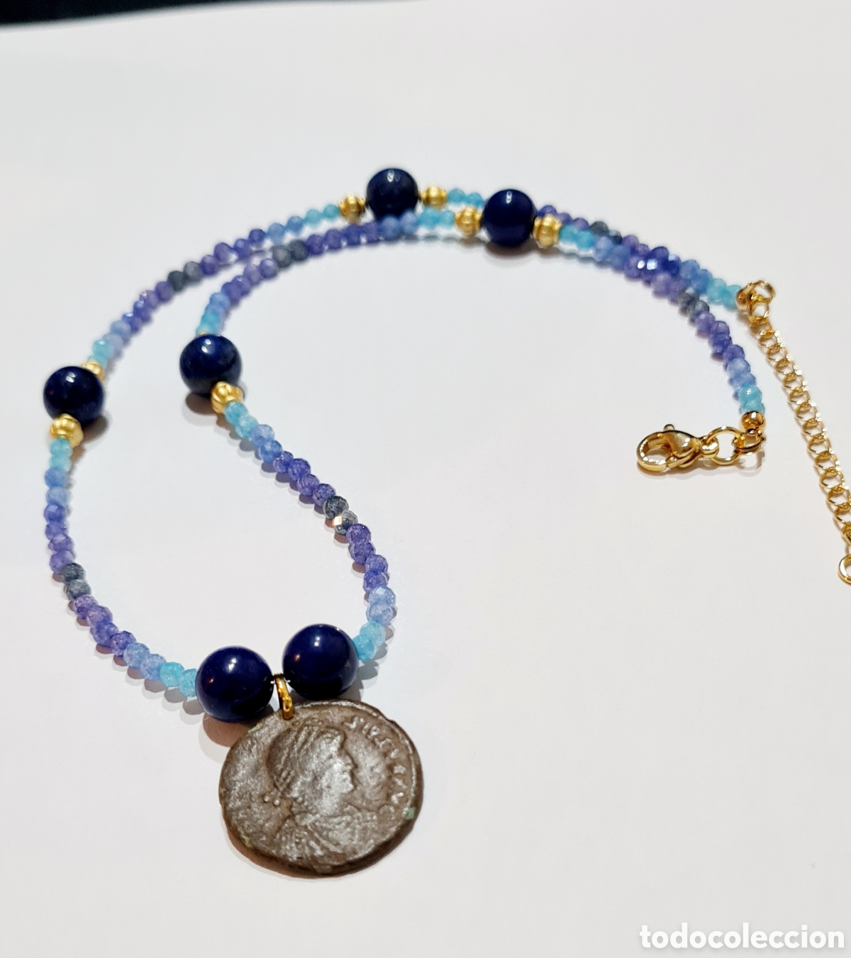 Monedas Imperio romano: Collar zirconitas con moneda romana - Foto 1