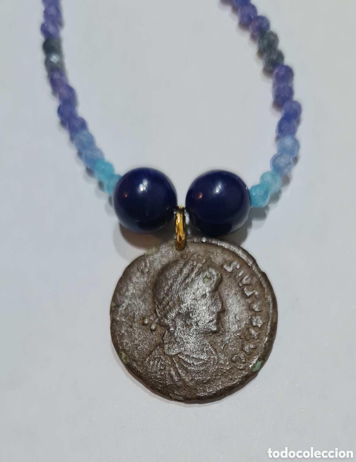 Monedas Imperio romano: Collar zirconitas con moneda romana - Foto 2