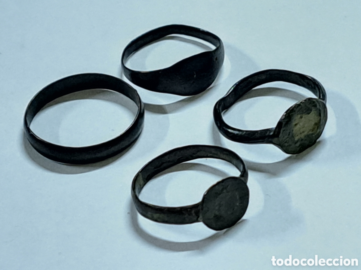 Monedas Imperio romano: 4 anillos de la epoca romana imperial en bronce - Foto 2
