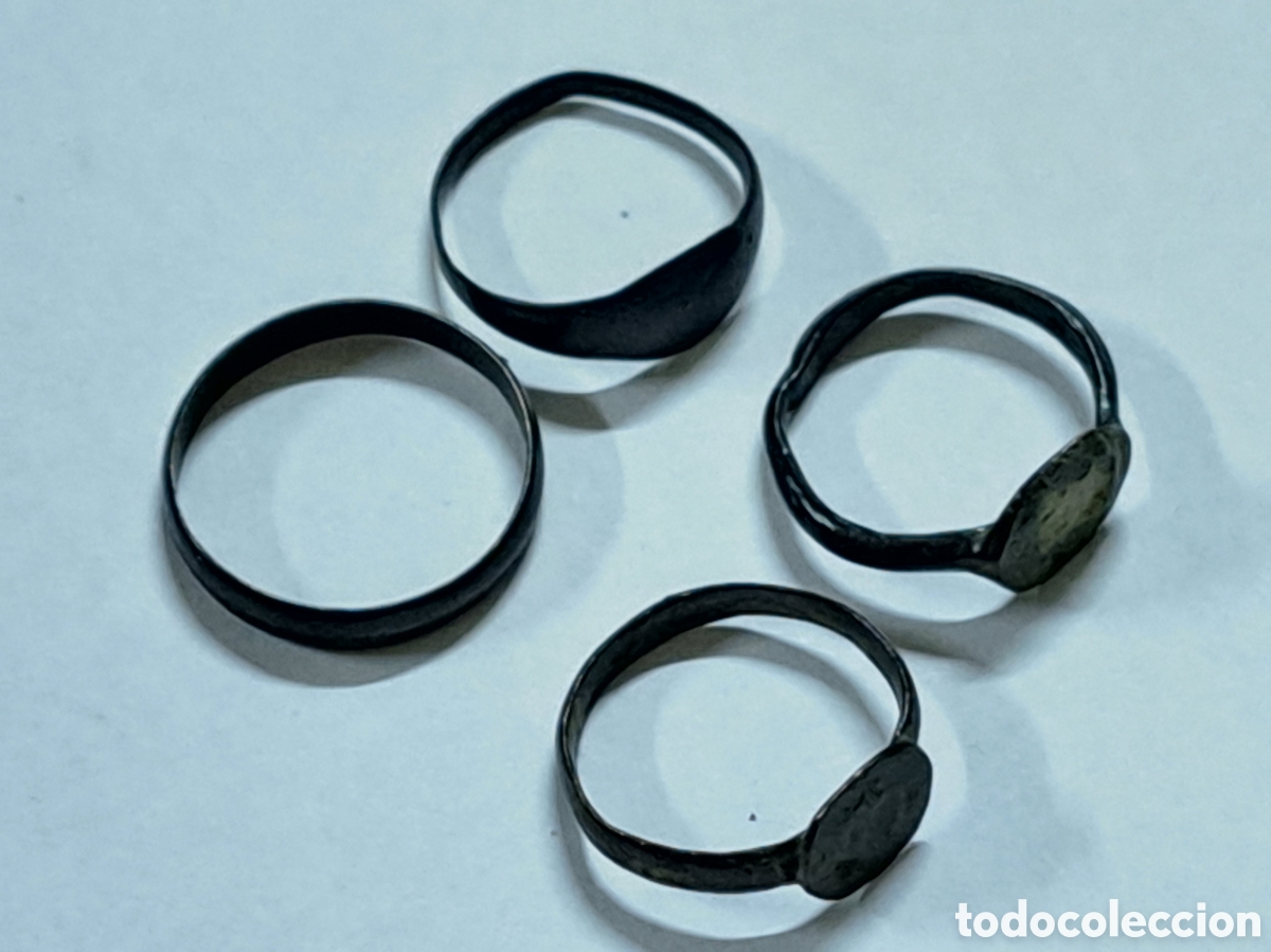 Monedas Imperio romano: 4 anillos de la epoca romana imperial en bronce - Foto 3