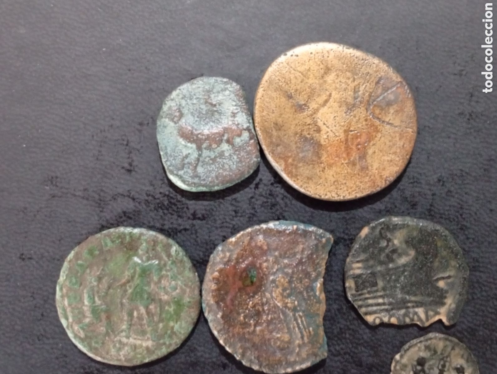 Monedas Imperio romano: Conjunto de 9 monedas Hispano romanas ases y bajos imperios - Foto 3