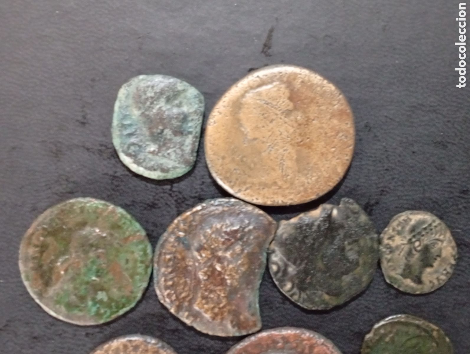 Monedas Imperio romano: Conjunto de 9 monedas Hispano romanas ases y bajos imperios - Foto 4