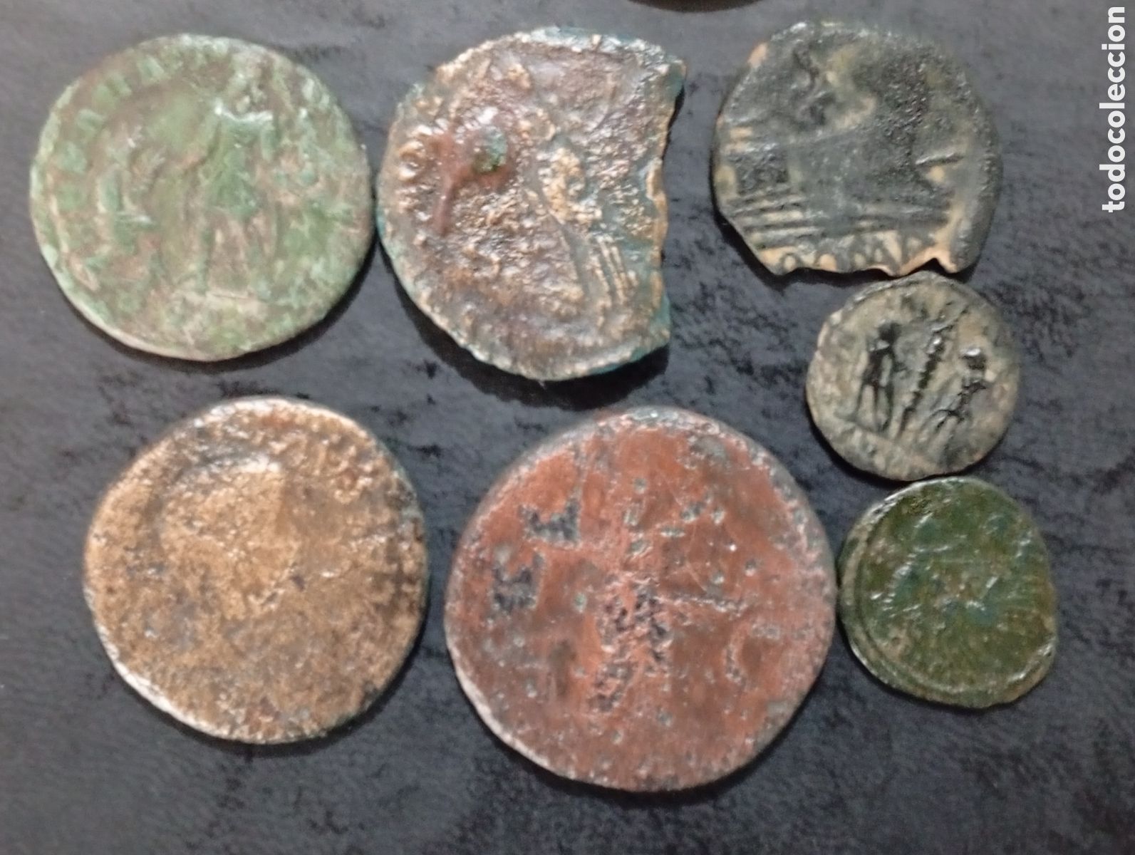 Monedas Imperio romano: Conjunto de 9 monedas Hispano romanas ases y bajos imperios - Foto 5
