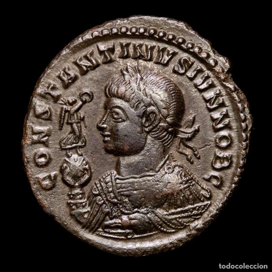 Monedas Imperio Romano: Constantino II Follis Trier BEATA TRANQVILLITAS / STR&bull; Busto (613)