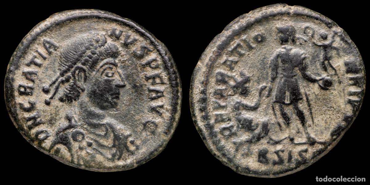 Monedas Imperio Romano: Gratian Follis - REPARATIO REIPVB, Siscia - 24 mm / 5,24 gr.