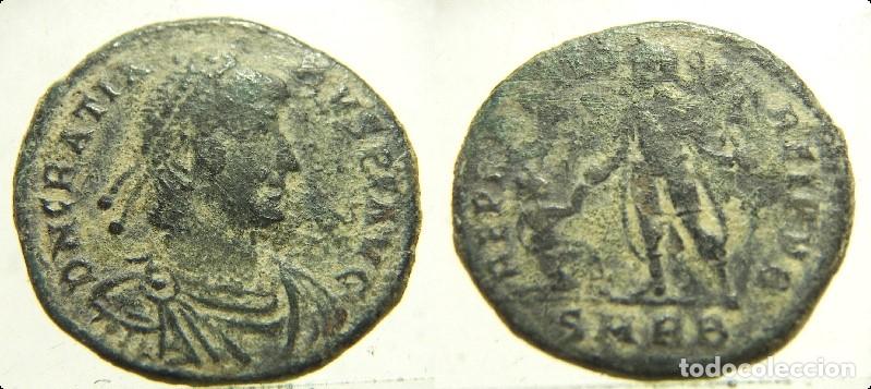 Monedas Imperio Romano: Moneda del Emperador Graciano reverso REPARATIO REIPVB ceca SMRB Roma