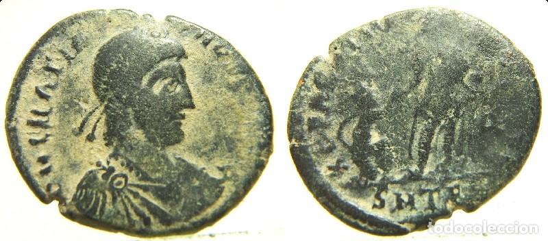 Monedas Imperio Romano: Moneda del Emperador Graciano reverso REPARATIO REIPVB ceca SMTES ,Tesalonica