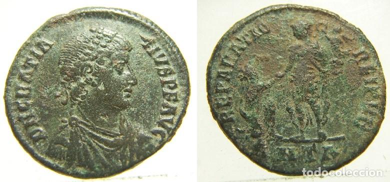 Monedas Imperio Romano: Moneda del Emperador Graciano reverso REPARATIO REIPVB ceca ANTA , oficina de Antioquia