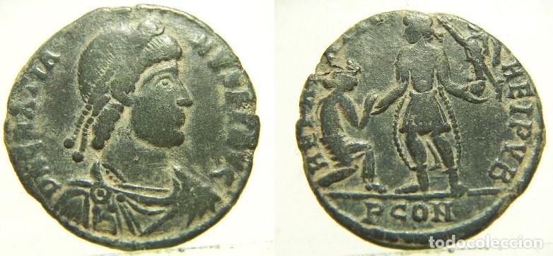 Monedas Imperio Romano: Moneda del Emperador Graciano reverso REPARATIO REIPVB ceca PCON , oficina 1&ordf; de ARLES